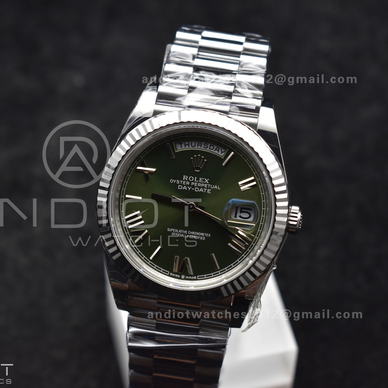 Day Date 40 SS 228239 THBF 1:1 Best Edition Green Roman Dial on President Bracelet VR3255 V3 (Gain Weight)